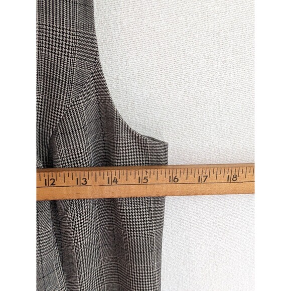 EUC Banana Republic Gray Black Faux-Wrap Sleeveless Plaid Dress Size 6 - Picture 10 of 10